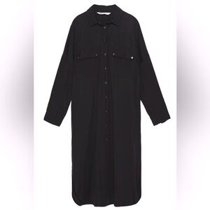 Zara Charcoal  Button-Up Shirt Dress